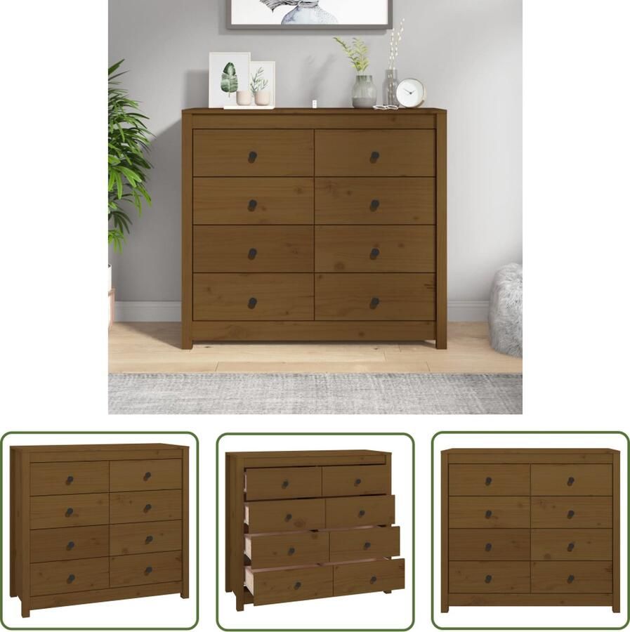 VidaXL Dressoir 100x40x90 cm massief grenenhout honingbruin Dressoir Grenenhouten Dressoir Vintage Dressoir Landelijk Dressoir Salontafel