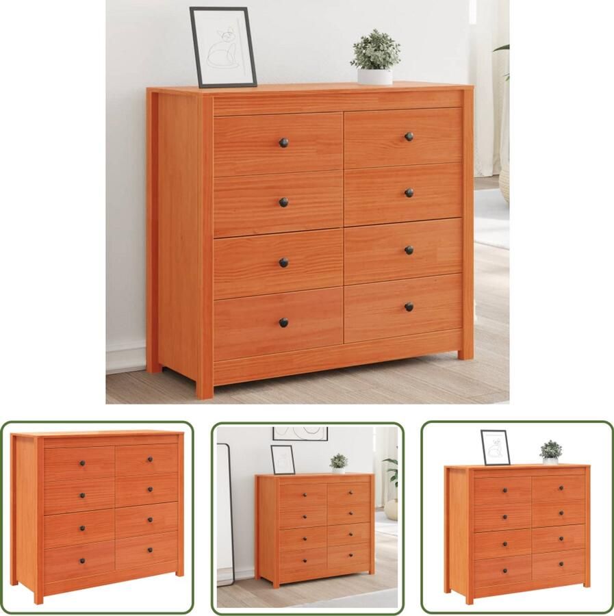 VidaXL Dressoir 100x40x90 cm massief grenenhout wasbruin Dressoir Grenenhouten Dressoir Vintage Dressoir Landelijk Dressoir Bruine Dressoir