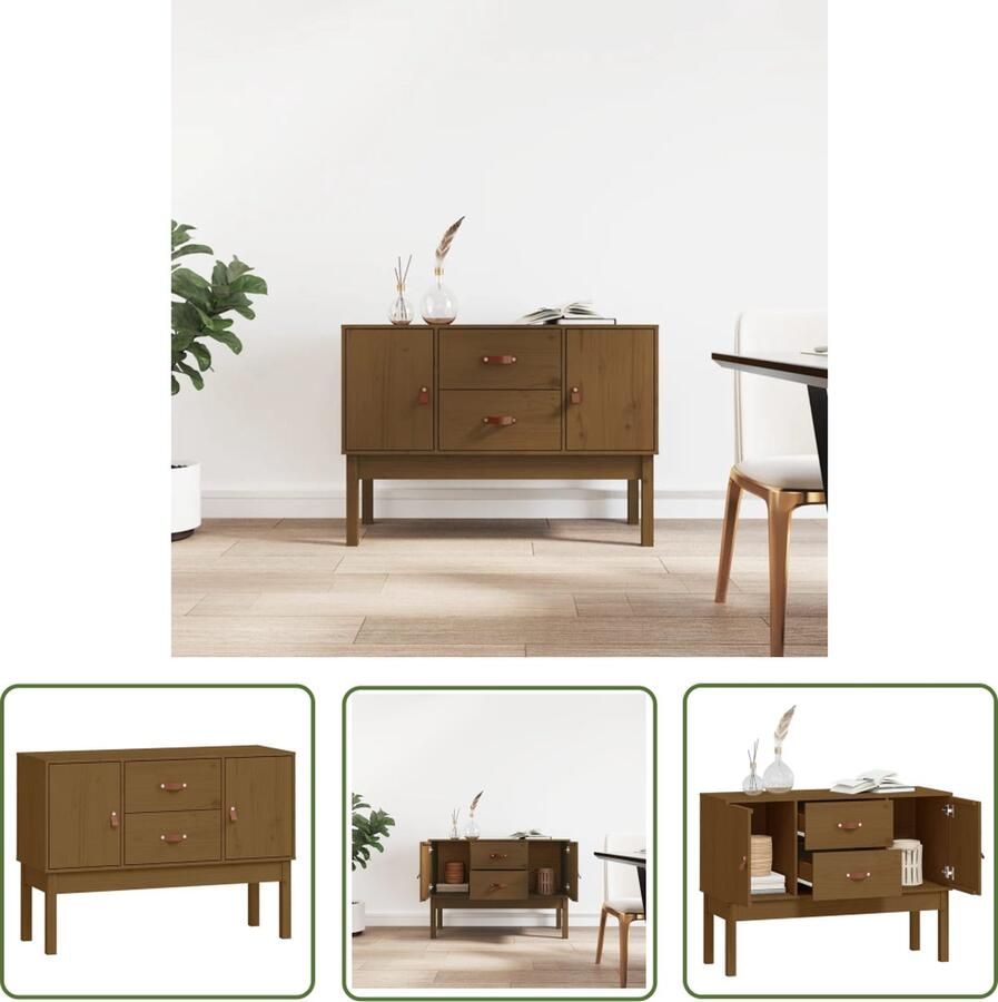 The Living Store Dressoir 110x40x78 cm massief grenenhout honingbruin Dressoir Grenoblehouten Dressoir Vintage Dressoir Landelijke Dressoir Salontafel