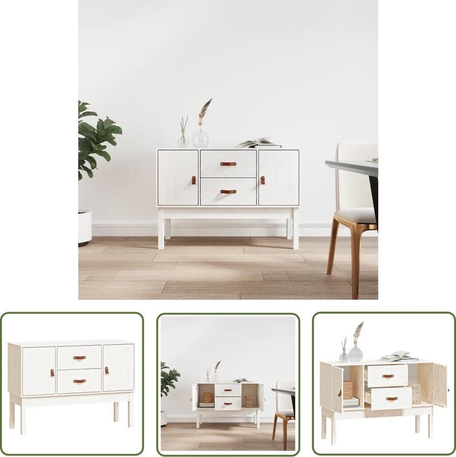 VidaXL Dressoir 110x40x78 cm massief grenenhout wit Dressoir Grenenhouten Dressoir Vintage Dressoir Landelijk Dressoir Salontafel