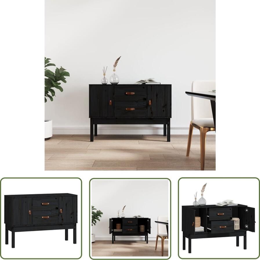VidaXL Dressoir 110x40x78 cm massief grenenhout zwart Dressoir Grenenhouten Dressoir Black Furniture Vintage Dressoir Salontafel