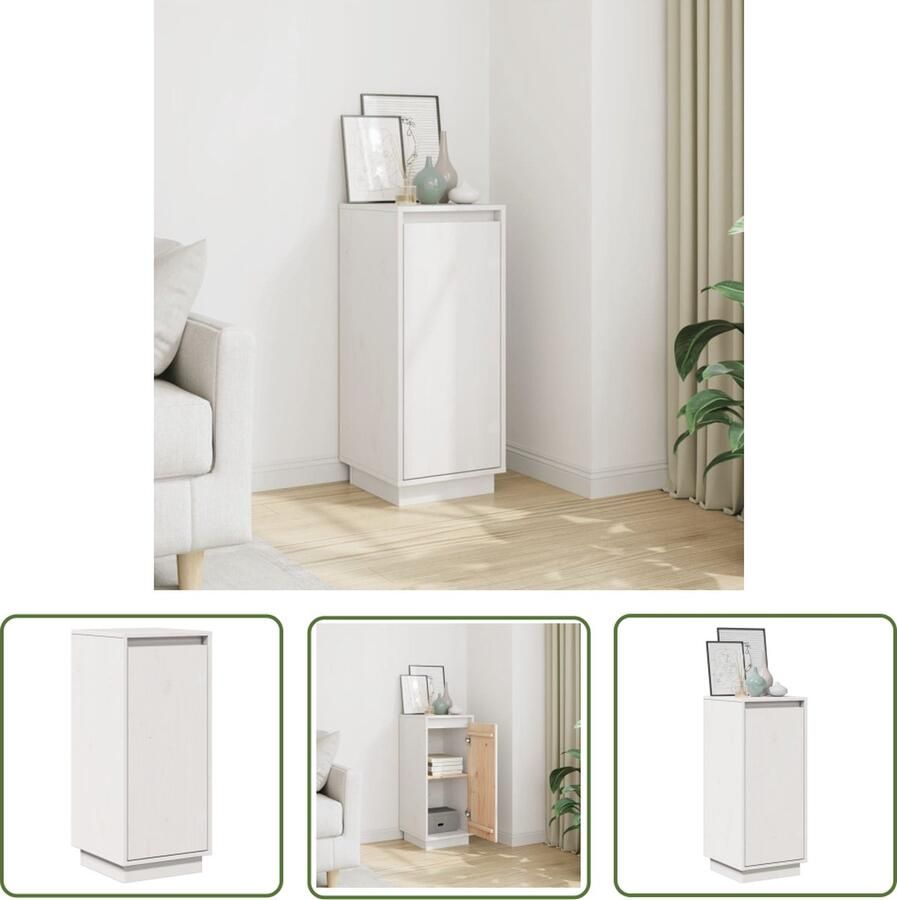 VidaXL Dressoir 31 5x34x75 cm massief grenenhout wit Dressoir Grenenhouten Dressoir Wit Dressoir Salontafel Tv Tafel