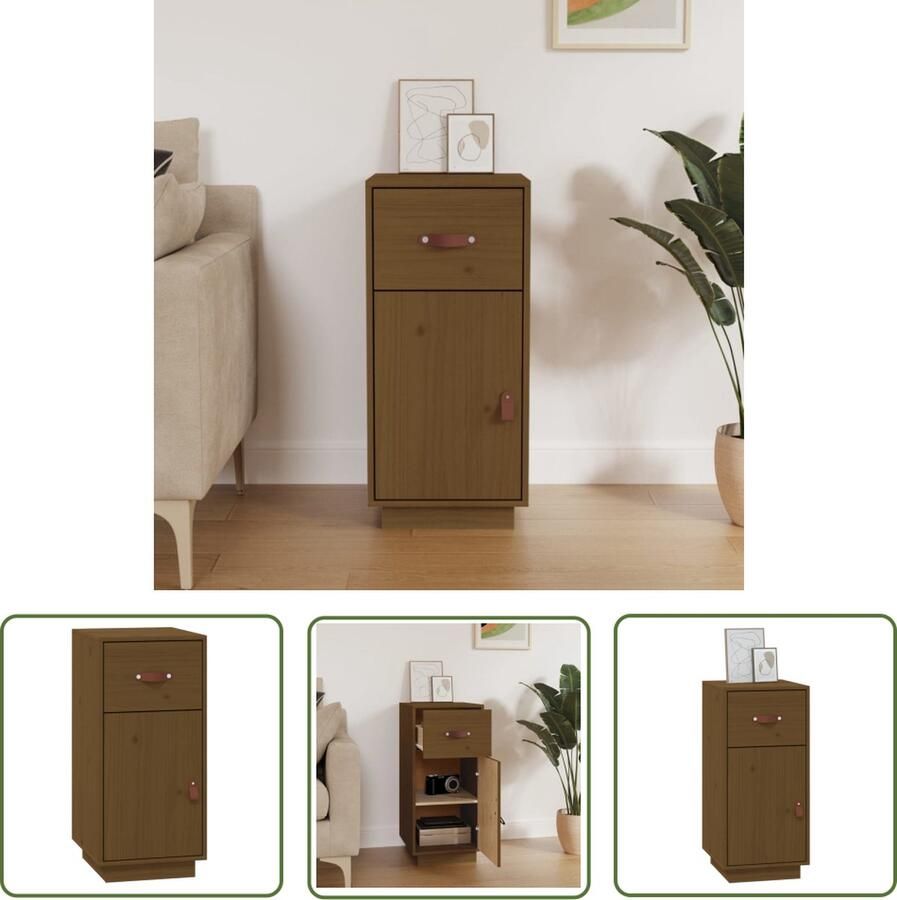 VidaXL Dressoir 34x40x75 cm massief grenenhout honingbruin Dressoir Grenenhouten Dressoir Vintage Dressoir Landelijk Dressoir Salontafel