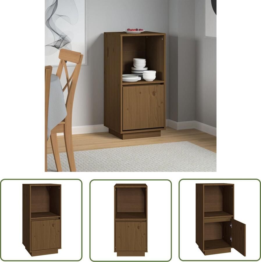 VidaXL Dressoir 38x35x80 cm massief grenenhout honingbruin Dressoir Grenenhouten Dressoir Honignbruin Dressoir Vintage Dressoir Salontafel