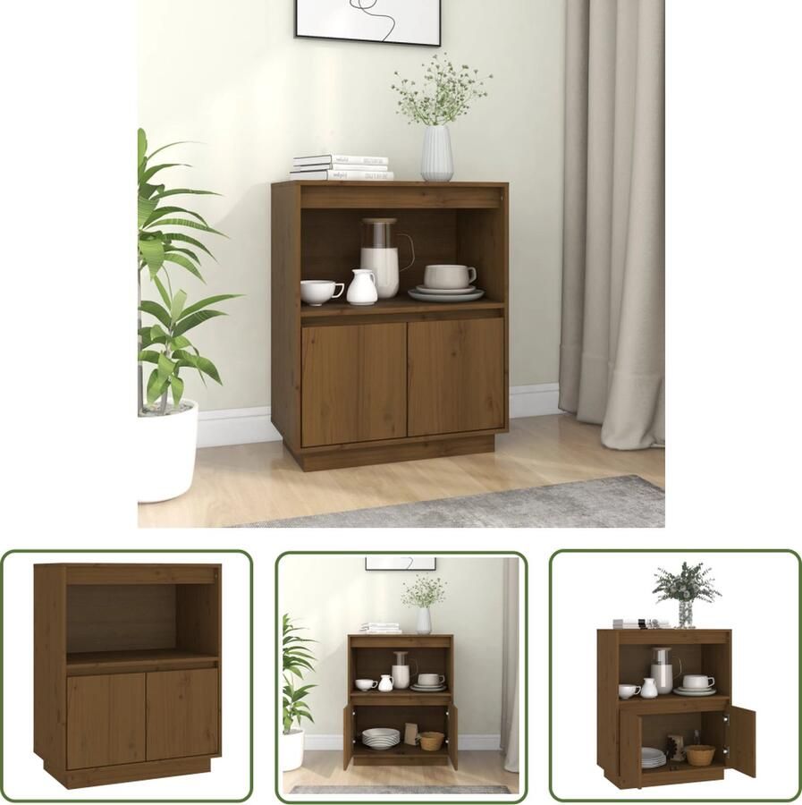 VidaXL Dressoir 60x34x75 cm massief grenenhout honingbruin Dressoir Grenenhouten Dressoir Bruine Dressoir Salontafel Tv Tafel