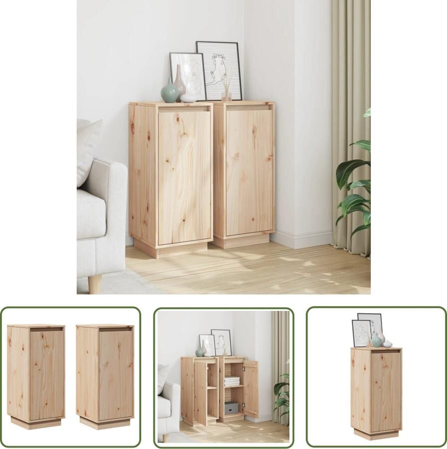The Living Store Dressoirs 2 st 31 5x34x75 cm massief grenenhout Bijzettafel Dressoir Grenoblehouten Meubel Vintage Kast Opbergmeubels - Foto 2