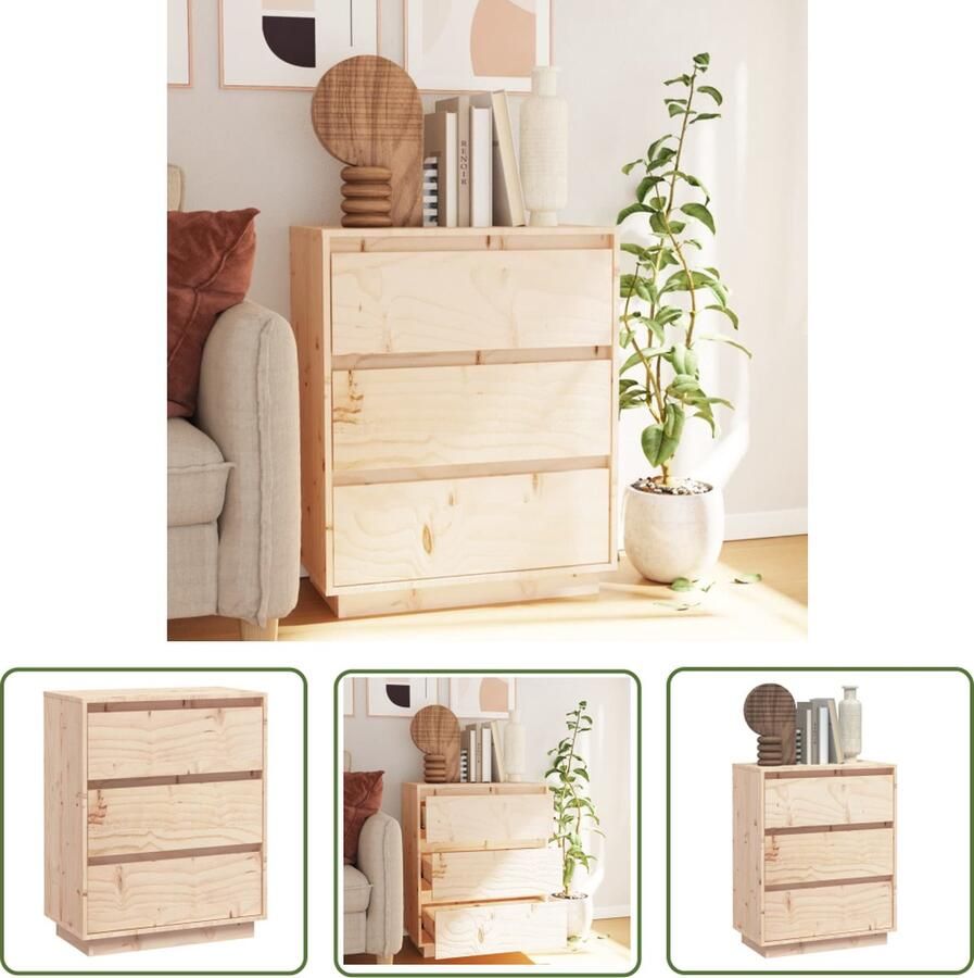 The Living Store Dressoir 60x34x75 cm massief grenenhout Dressoir Massief Hout Grenenhouten Kast Vintage Meubels Landelijk Interieur