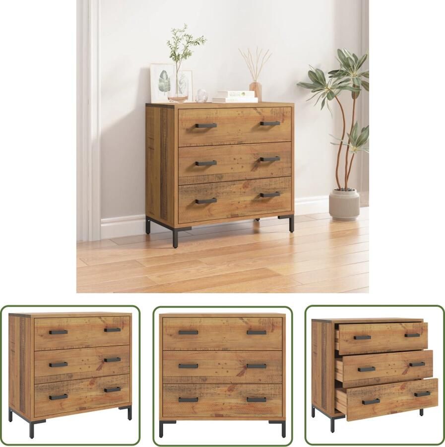 VidaXL Grenenhouten Kast Ladekast 75x35x70 cm massief grenenhout Vintage Kast Opbergkast Salontafel