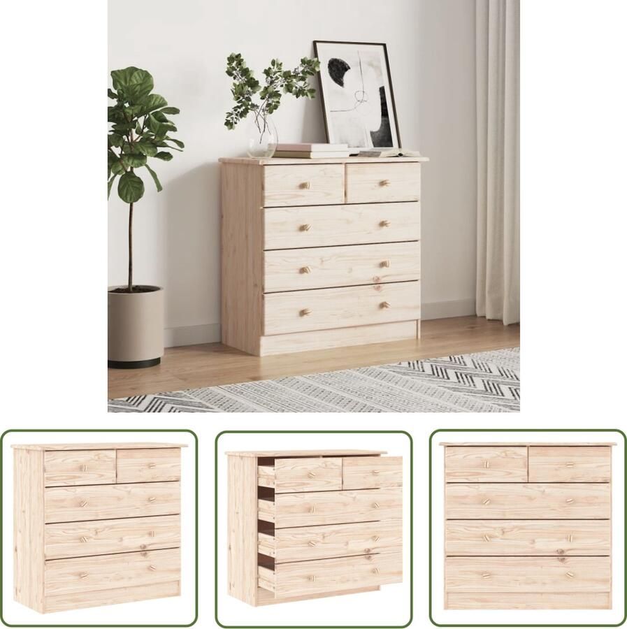 VidaXL Grenenhouten Kast Ladekast ALTA 77x35x73 cm massief grenenhout Bruine Kast Vintage Kast Opbergkast