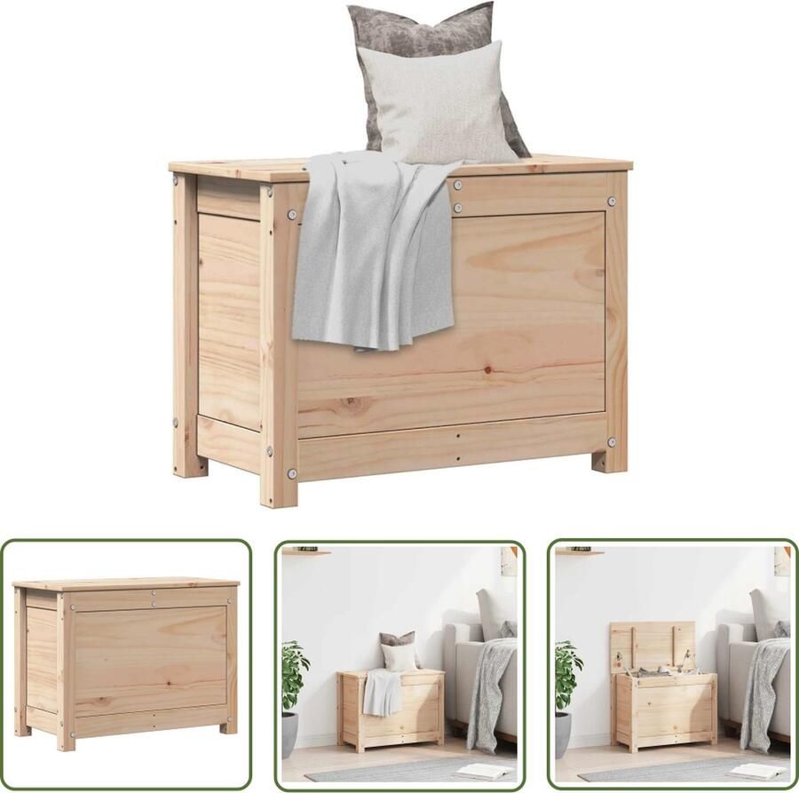 The Living Store Opbergdoos Grenenhout 60x32x45.5 cm Massief grenenhout Voldoende opbergruimte Opbergdoos Grenenhouten Kast Opbergkast Meubels Kamerdecoratie - Foto 2