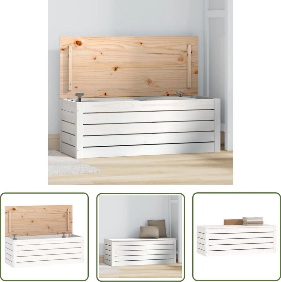 The Living Store Opbergdoos Massief Grenenhout 89 x 36.5 x 33 cm Met deksel en voldoende opbergruimte Opbergdoos Grenenhouten Kast Opbergkast Decoratieve Opslag Opbergruimte - Foto 2