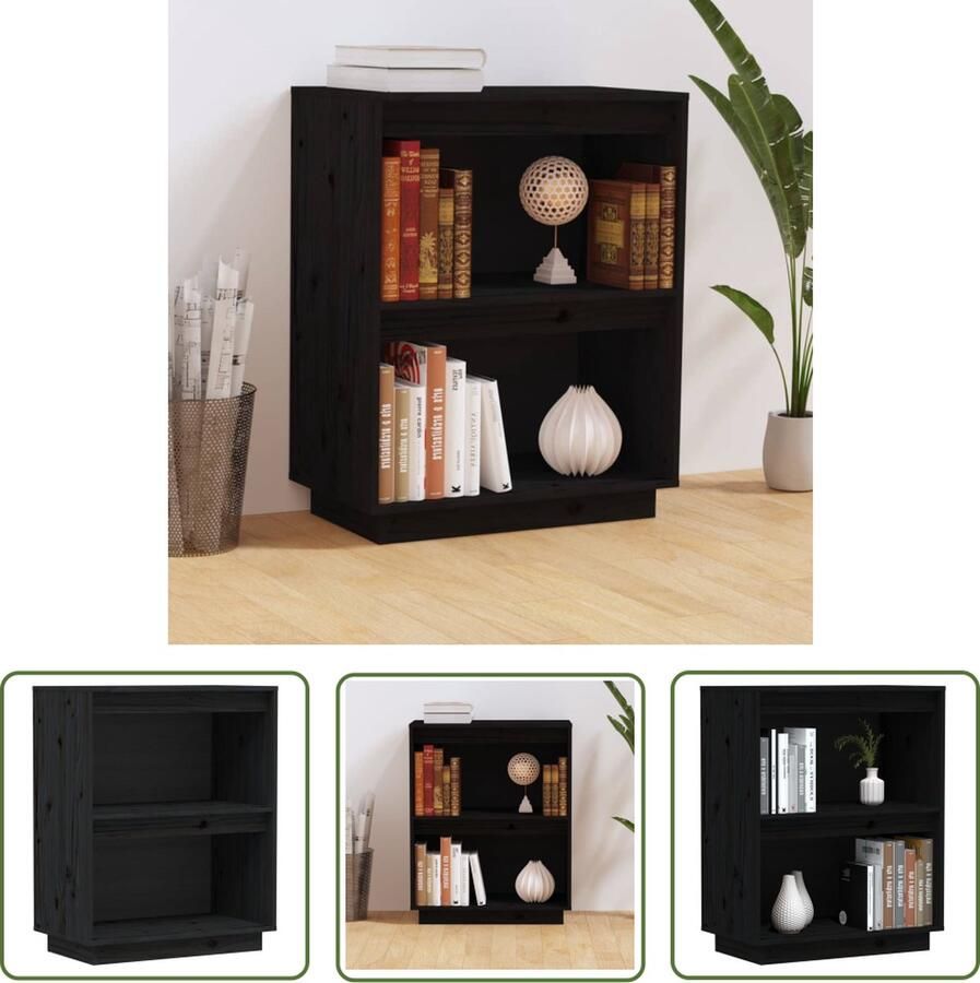 The Living Store Wandkast 60x34x75 cm massief grenenhout zwart Wandkast Grenoble Hout Zwarte Wandkast Opbergkast Salontafel