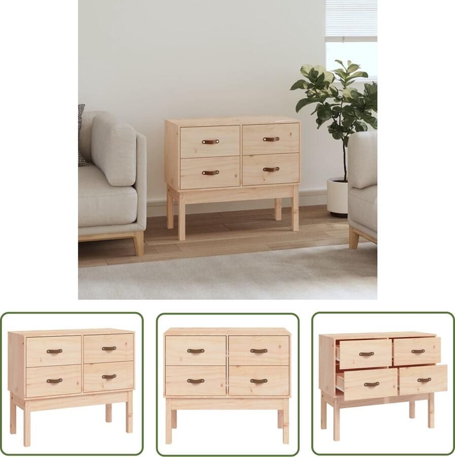 The Living Store Wandkast 90x40x78 cm massief grenenhout Wandkast Grenoble Hout Opbergkast Salontafel Bijzettafel