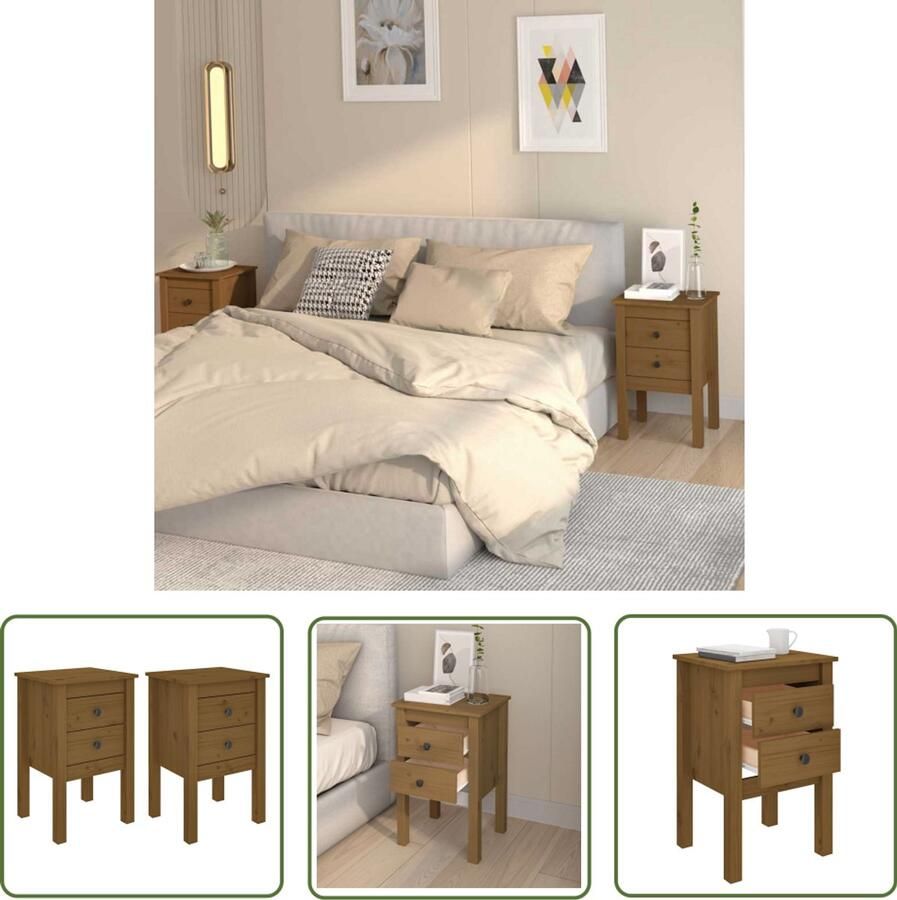 The Living Store Nachtkastjes Grenenhout Massief 40x35x61.5 cm (BxDxH) Honingbruin Nachtkastjes Grenenhouten Meubilair Honigbruin Meubilair Slaapkamersdecoratie Opbergkasten - Foto 2