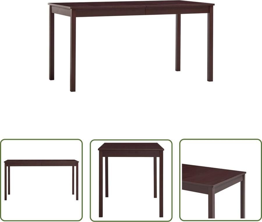 The Living Store Eettafel Grenenhout Donkerbruin 140 x 70 x 73 cm Eetkamertafel Grenenhouten Tafel Donkere Eettafel Landelijke Eettafel Salontafel - Foto 2