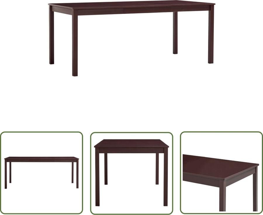 The Living Store Massief grenenhouten eettafel 180 x 90 x 73 cm donkerbruin Eettafel Grenenhouten Tafel Donkere Bruine Tafel Salontafel Diningtable - Foto 2