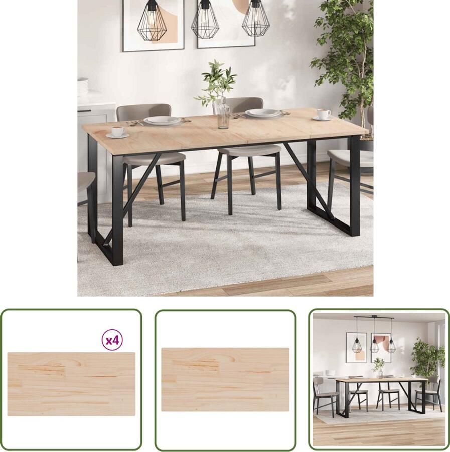 VidaXL Grenenhouten Tafelblad Tafeltblad Tafelbladen 4 st rechthoekig 90x45x2 5 cm massief grenenhout Massief Hout Eettafel Blad Salontafel Blad