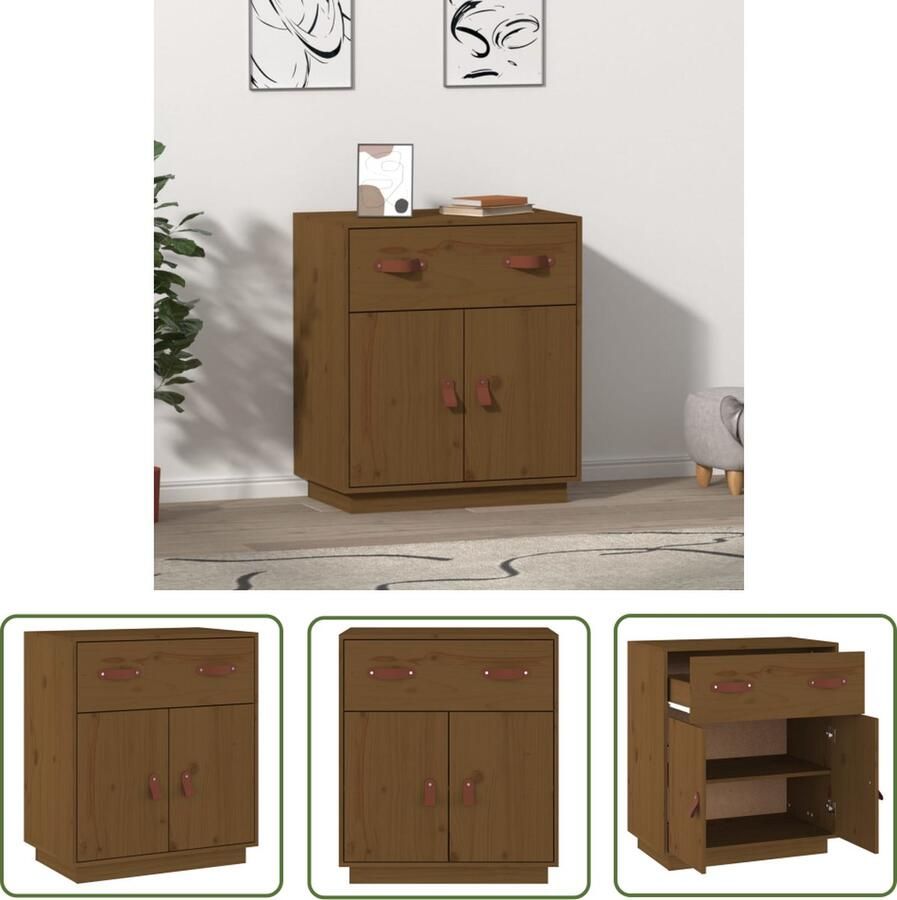 The Living Store Dressoir 65 5x40x75 cm massief grenenhout honingbruin Dressoir Houten Dressoir Grenenhout Dressoir Vintage Dressoir Salontafel