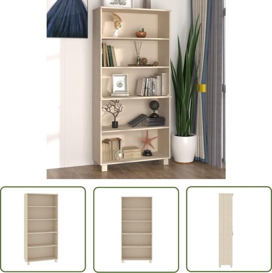 The Living Store Hoge kast HAMAR massief grenenhout honingbruin Houten Kast Buffetkast Dressoir Opbergkast Living Room Furniture