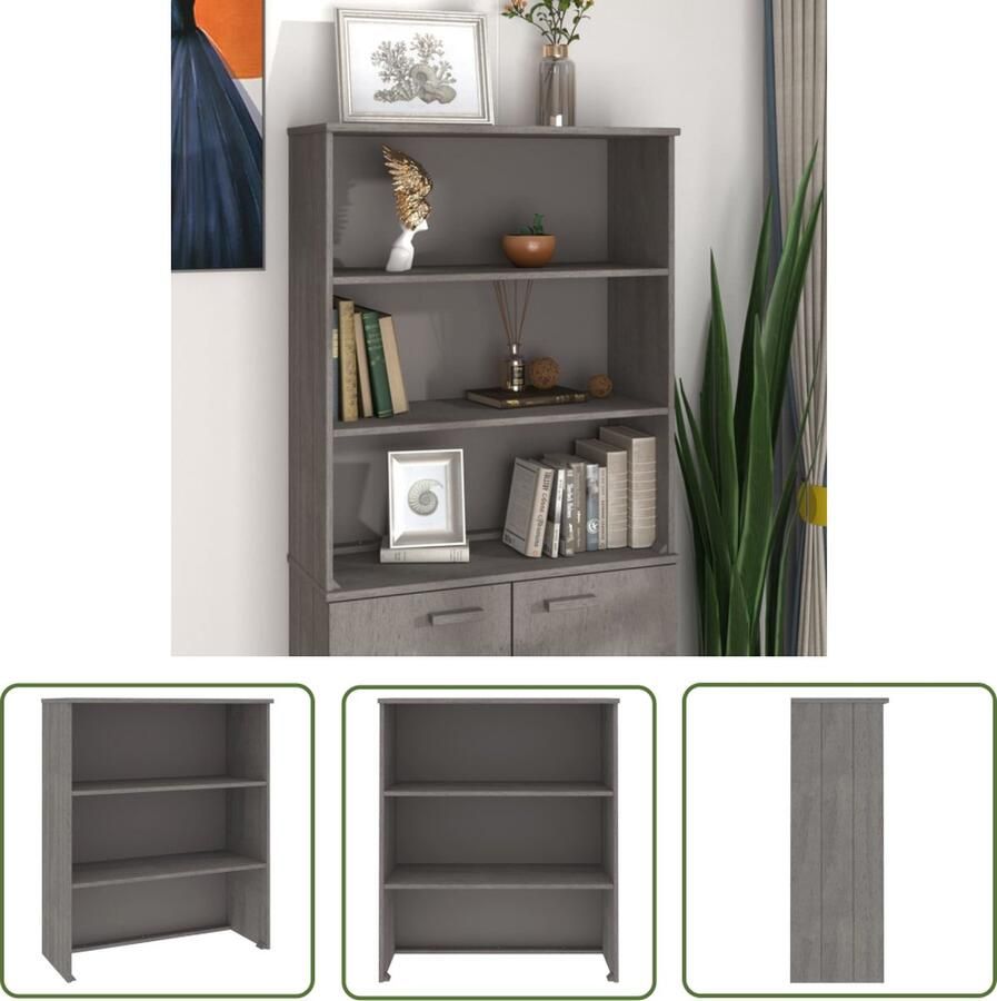 VidaXL Grenoble Hout Opbergkast Opzetkast HAMAR 85x35x100 cm massief grenenhout lichtgrijs Grijze Kast Living Room Furniture Bedroom Storage
