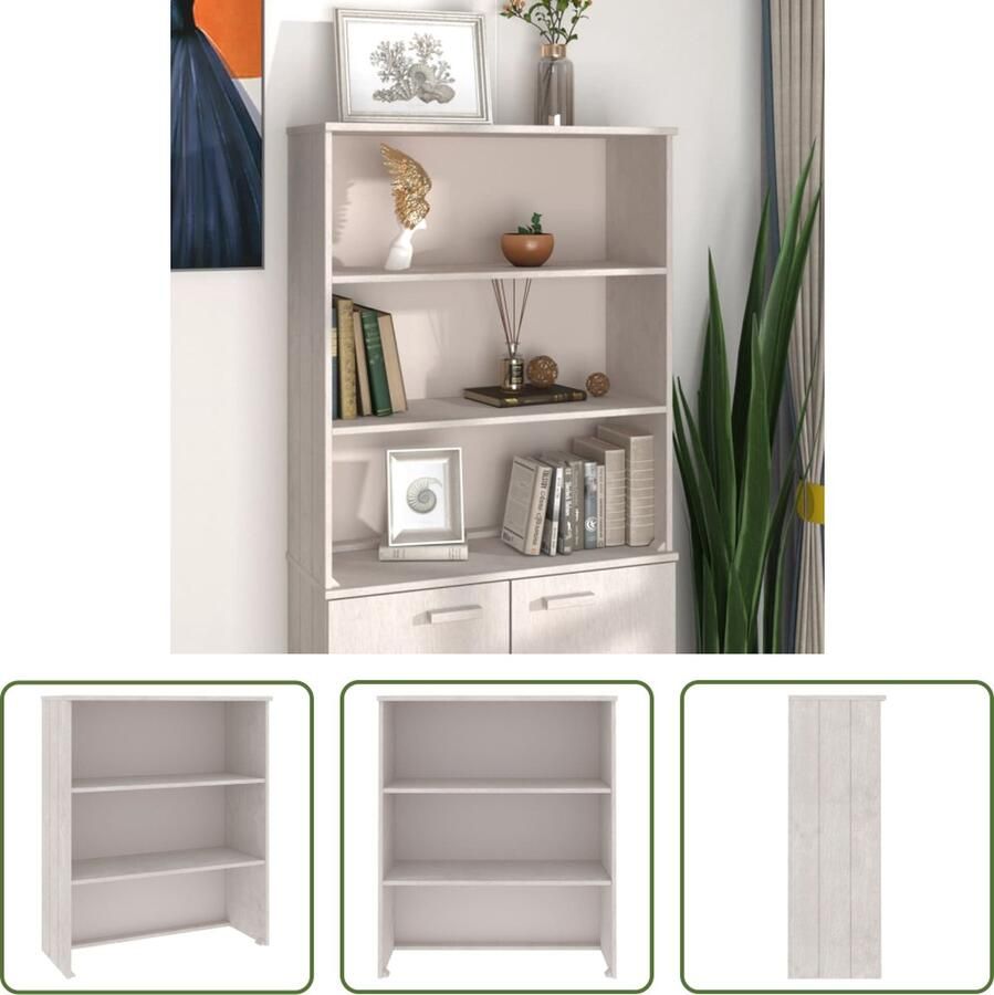 The Living Store Opzetkast HAMAR 85x35x100 cm massief grenenhout wit Houten Opzetkast Opbergkast Salontafel Livingroom Furniture Grenoble Hout - Foto 2