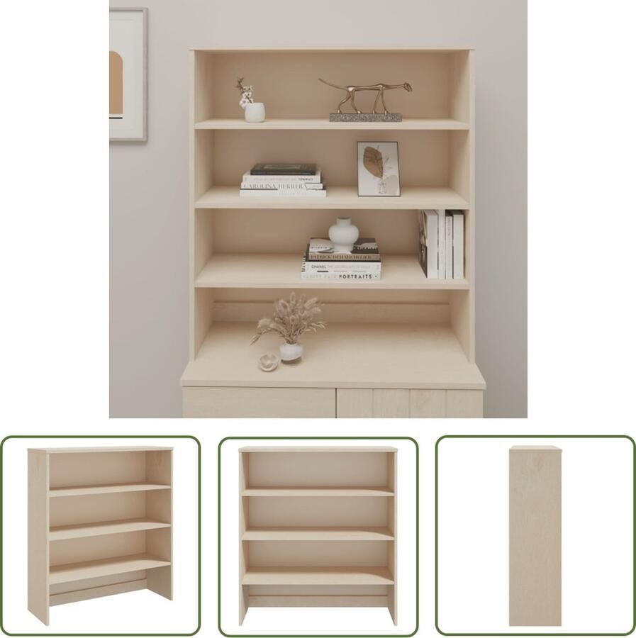 The Living Store Opzetkast HAMAR 90x30x100 cm massief grenenhout honingbruin Houten Opzetkast Bovenkast Opbergkast Salontafel Livingroom Meubels