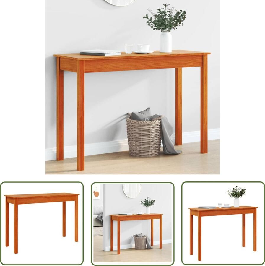 The Living Store Wandkast 110x40x75 cm massief grenenhout wasbruin Houten Wandtafel Wandconsole Grenenhout Tafel Salontafel Vintage Tafel