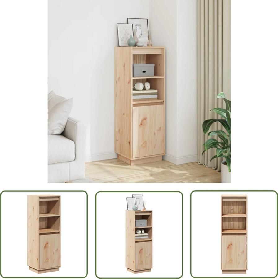 VidaXL Grenoblehouten Kast Hoge Kast Hoge kast 37x34x110 cm massief grenenhout Opbergkast Side Table Living Room Furniture