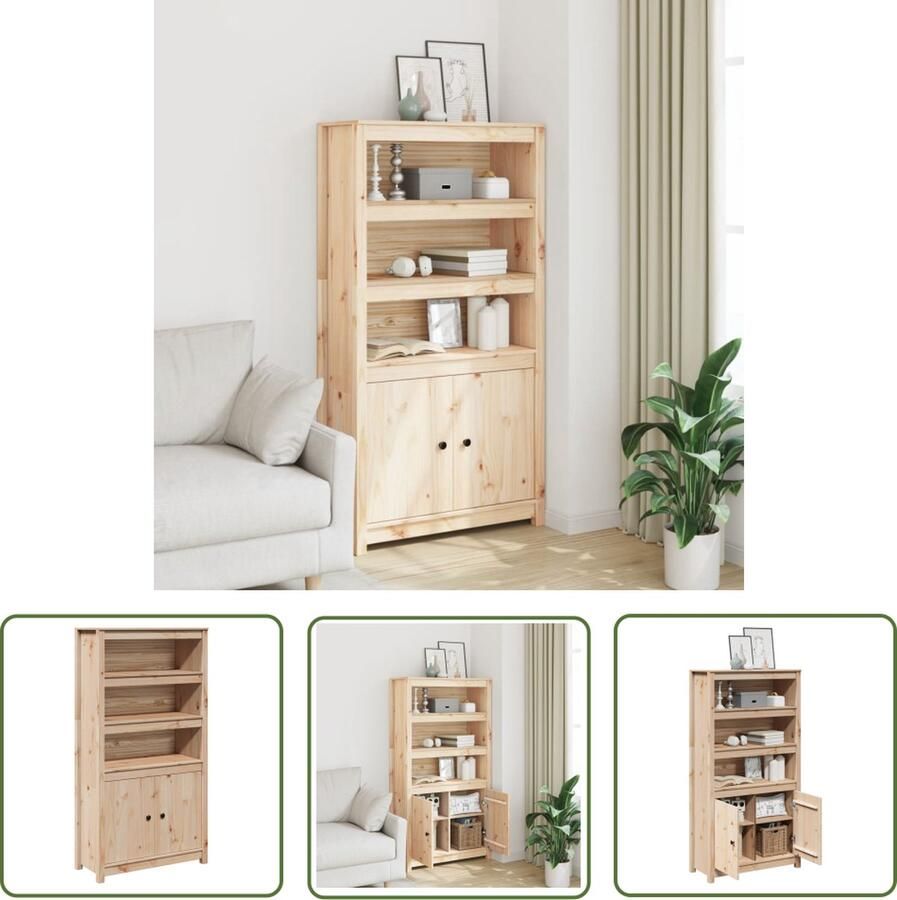 VidaXL Grenoblehouten Kast Hoge Kast Hoge kast 80x35x154 cm massief grenenhout Opslagmeubel Vintage Kast Landelijk Design