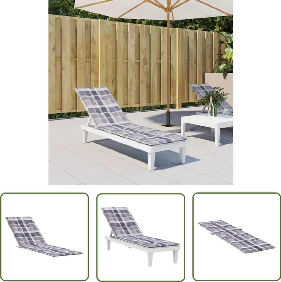 VidaXL Grijs Terrasstoelkussen 75+105x50x4 cm Tuinstoel Kussen Terras Kussen Oxford Stof Waterafstotend Kussen Zitkussen Outdoor Kussen Grijs Kussen Design Kussen