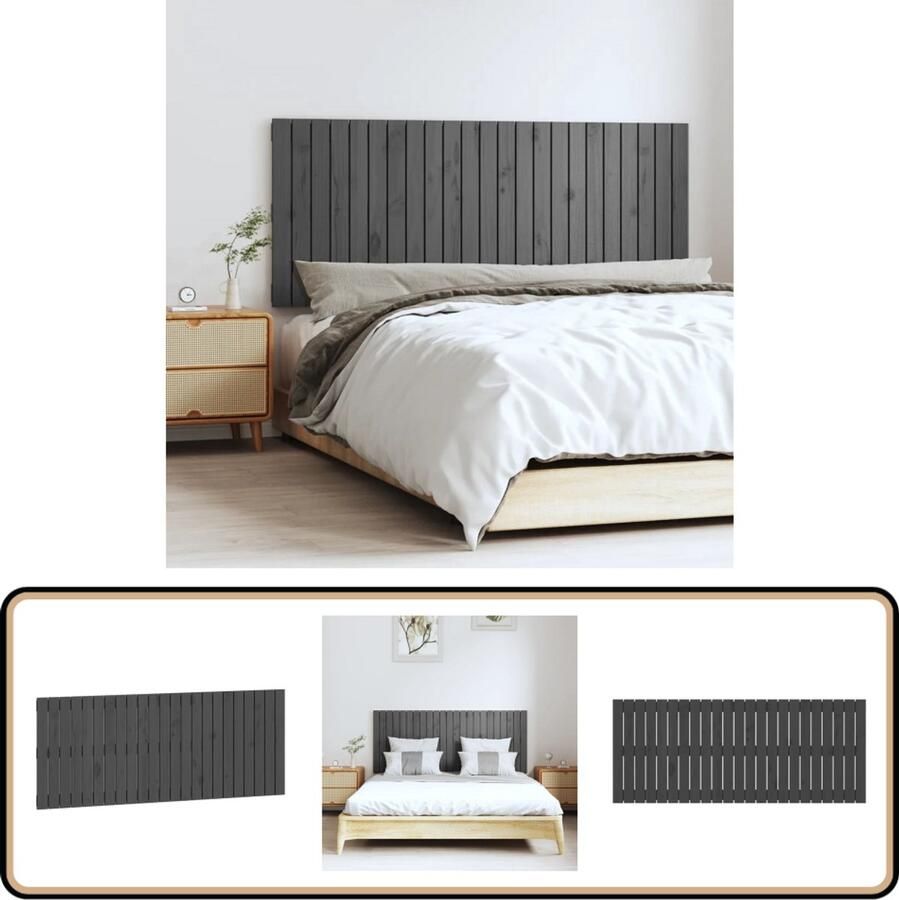 VidaXL Grijs Wandhoofdbord 147x60 cm Grenenhout Wandhoofdbord Hoofdbord Slaapkamer Decoratie Grenoble Hout Vintage Interieur Minimalistisch Meubilair Grijs