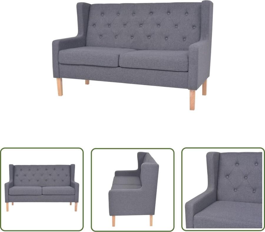 The Living Store 2-zitsbank Grijs 140 x 68 x 90 cm Comfortabel Tweezits Bank Grijze Bank Banksofa Comfortabele Bank Salontafel - Foto 2