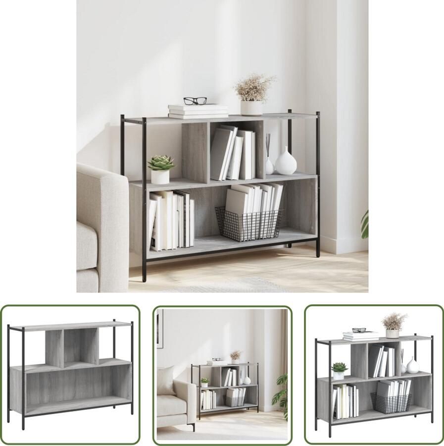 VidaXL Boekenkast 102x28x77 5 cm bewerkt hout grijs sonoma eikenkleur Boekenkast Grijze Boekenkast Houten Boekenkast Sonoma Eiken Boekenkast Opbergkast