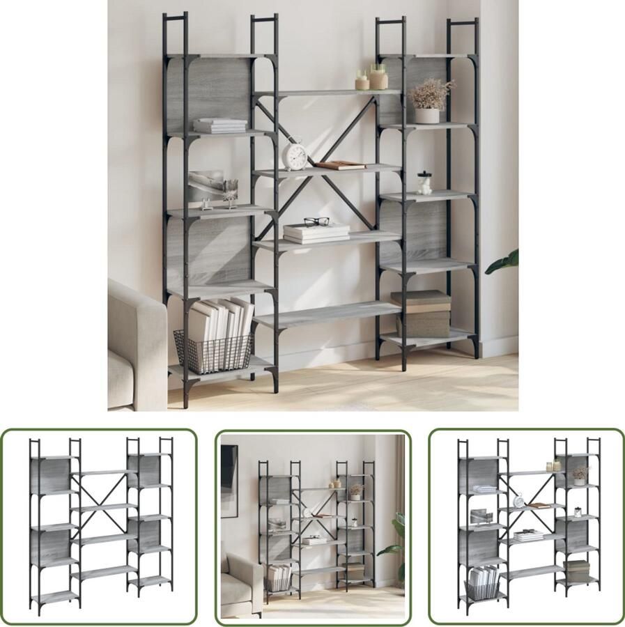 VidaXL Boekenkast 155 5x24x166 5 cm bewerkt hout grijs sonoma eiken Boekenkast Grijze Boekenkast Houten Boekenkast Bibliotheekkast Opbergkast