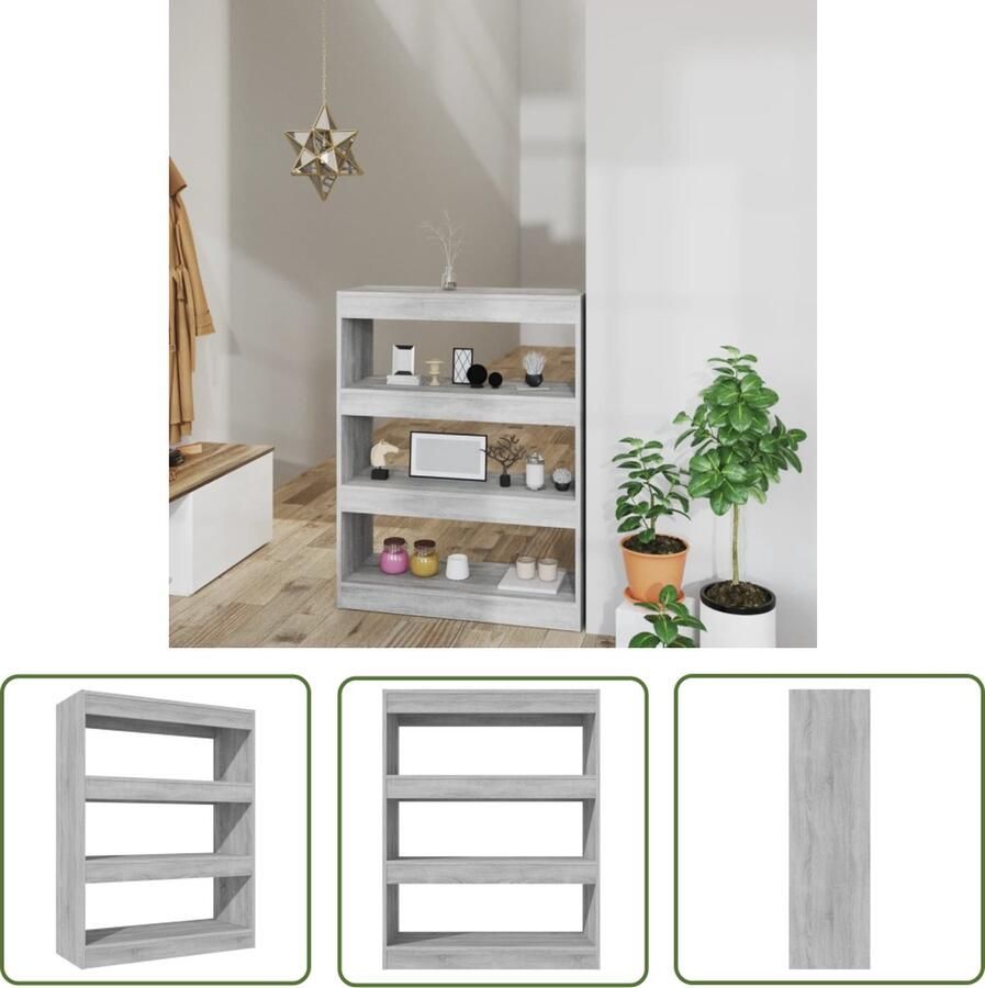 The Living Store Boekenkast Grijs Sonoma Eiken 80x30x103 cm Hout Montage vereist Boekenkast Grijze Boekenkast Houtsoort Boekenkast Boekenplank Kamermeubel - Foto 2