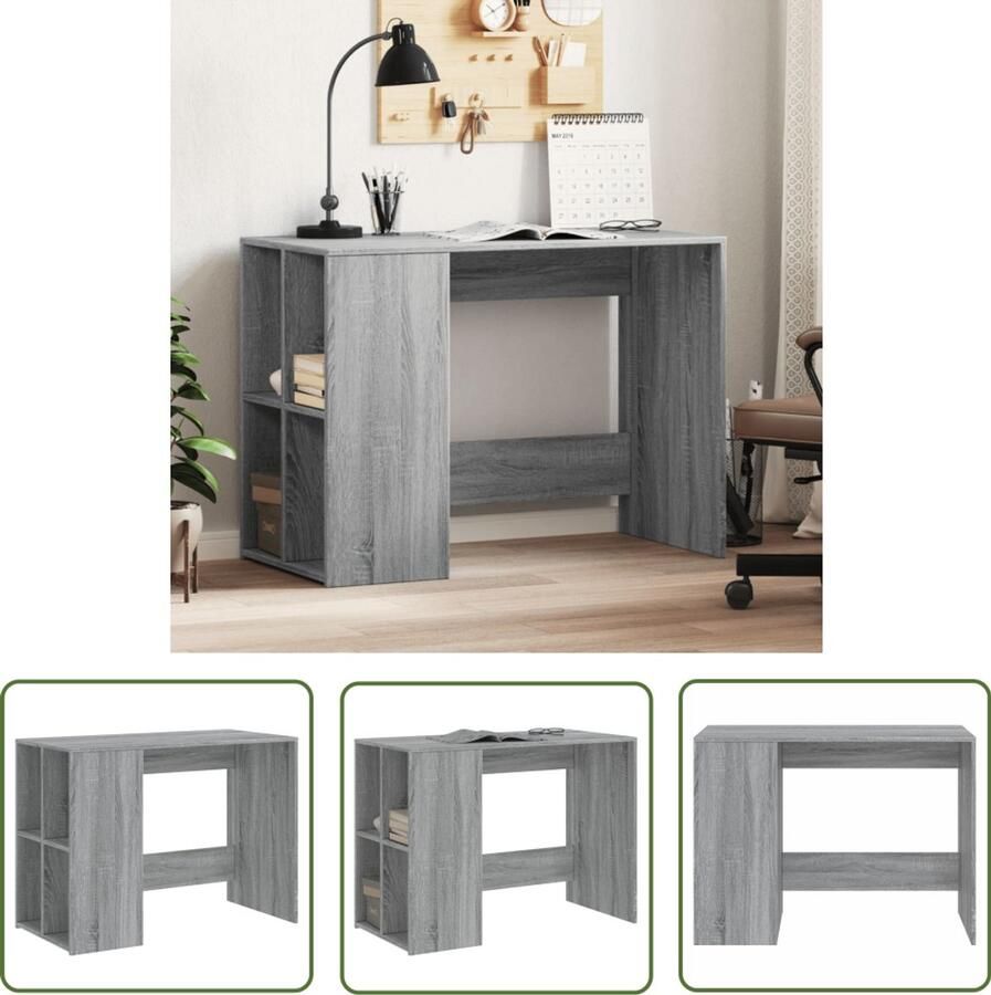 The Living Store Bureau 102x50x75 cm bewerkt hout grijs sonoma eikenkleurig Stijlvol Bureau Grijze Bureau Houten Bureau Kantoor Bureau Werkblad
