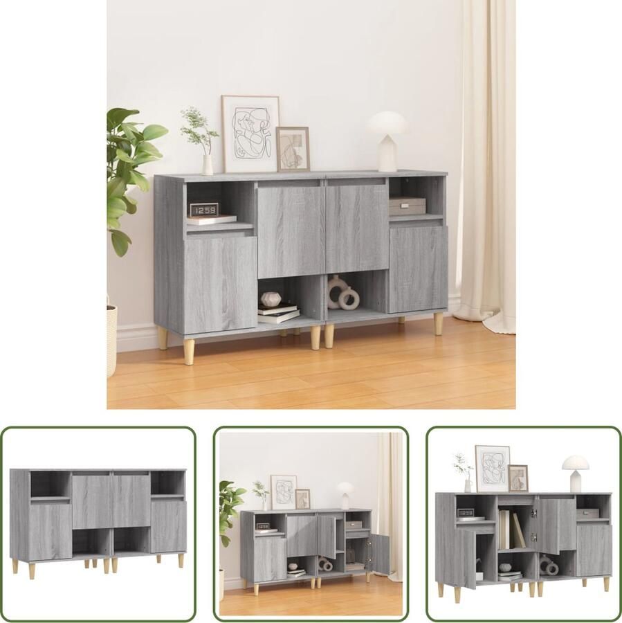 VidaXL Grijze Dressoir Dressoirs 2 st 60x35x70 cm bewerkt hout grijs sonoma eikenkleur Houten Dressoir Salontafel Tv Tafel