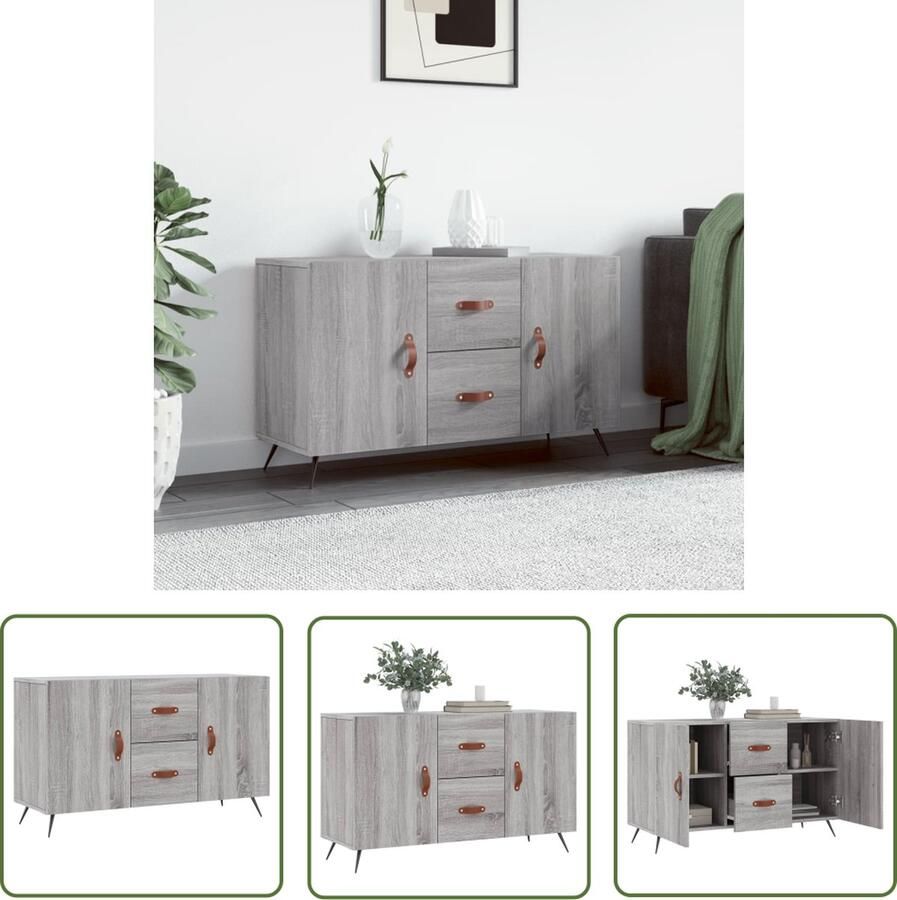 VidaXL Grijze Dressoirs Dressoir 100x36x60 cm bewerkt hout grijs sonoma eikenkleurig Houten Dressoir Modern Dressoir Salontafel