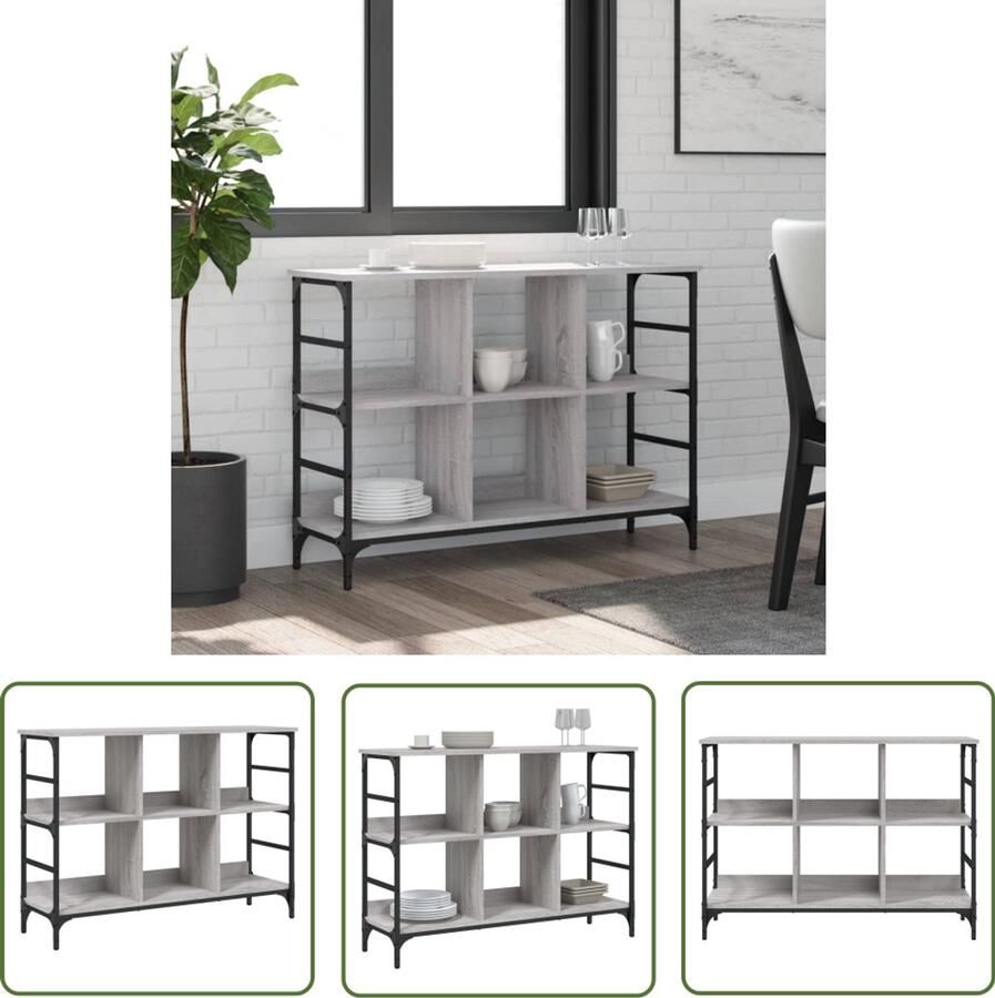 The Living Store Dressoir 102x32x73 5 cm bewerkt hout grijs sonoma eikenkleurig Dressoir Houten Dressoir Grijze Dressoir Vintage Dressoir Salontafel
