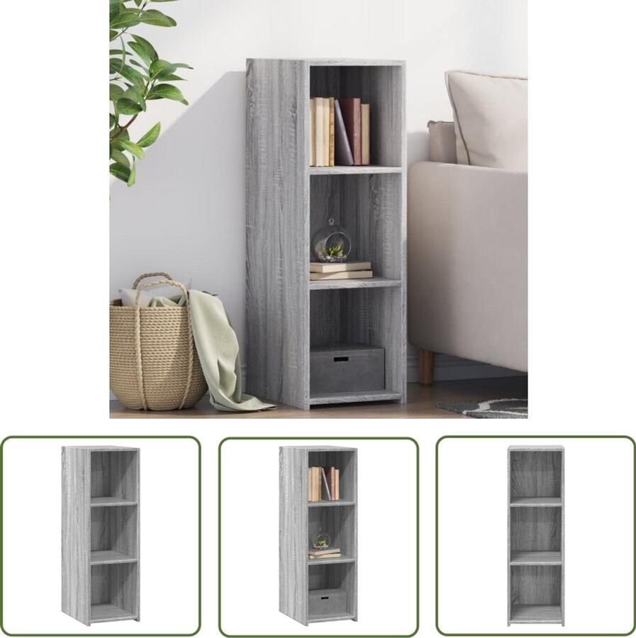 The Living Store Dressoir 30x41x93 cm bewerkt hout grijs sonoma eikenkleurig Dressoir Scandinavisch Design Houten Dressoir Grijze Dressoir Opbergkast