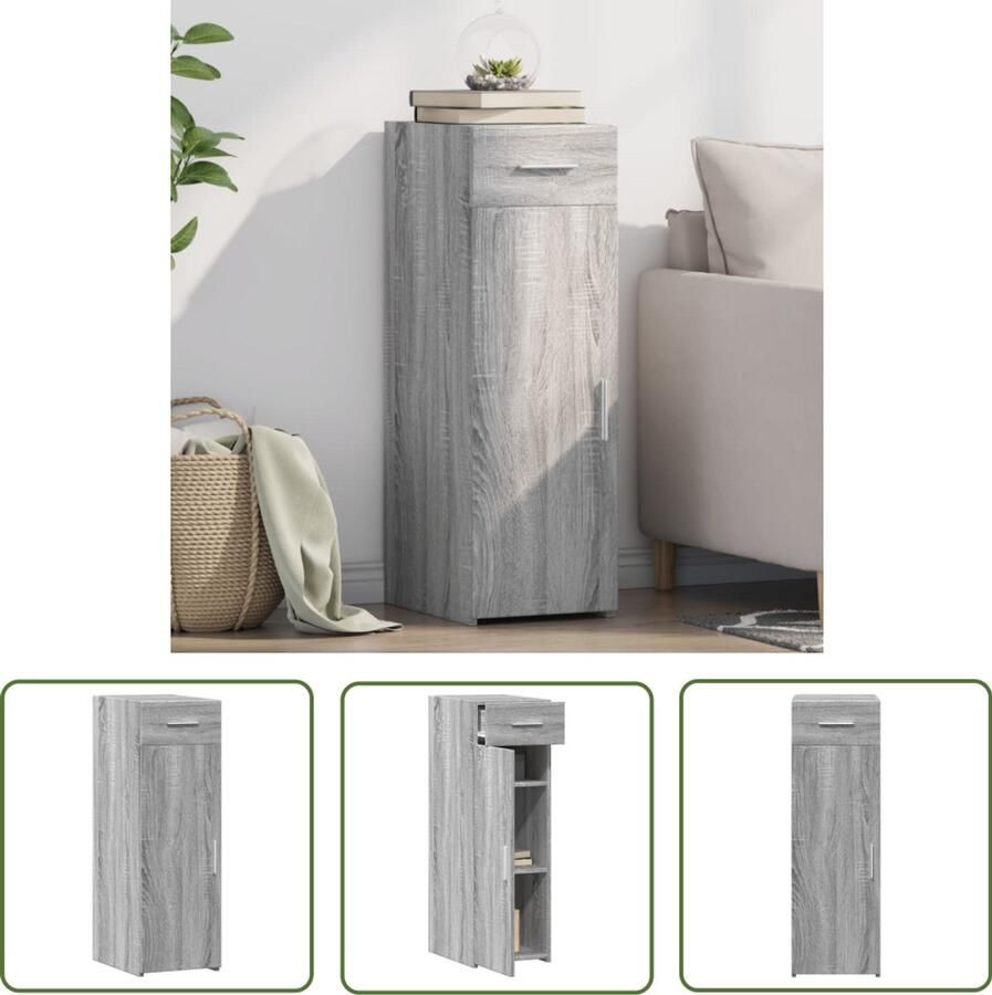 The Living Store Dressoir 30x42 5x93 cm bewerkt hout grijs sonoma eikenkleurig Dressoir Houten Dressoir Grijze Dressoir Vintage Dressoir Salontafel