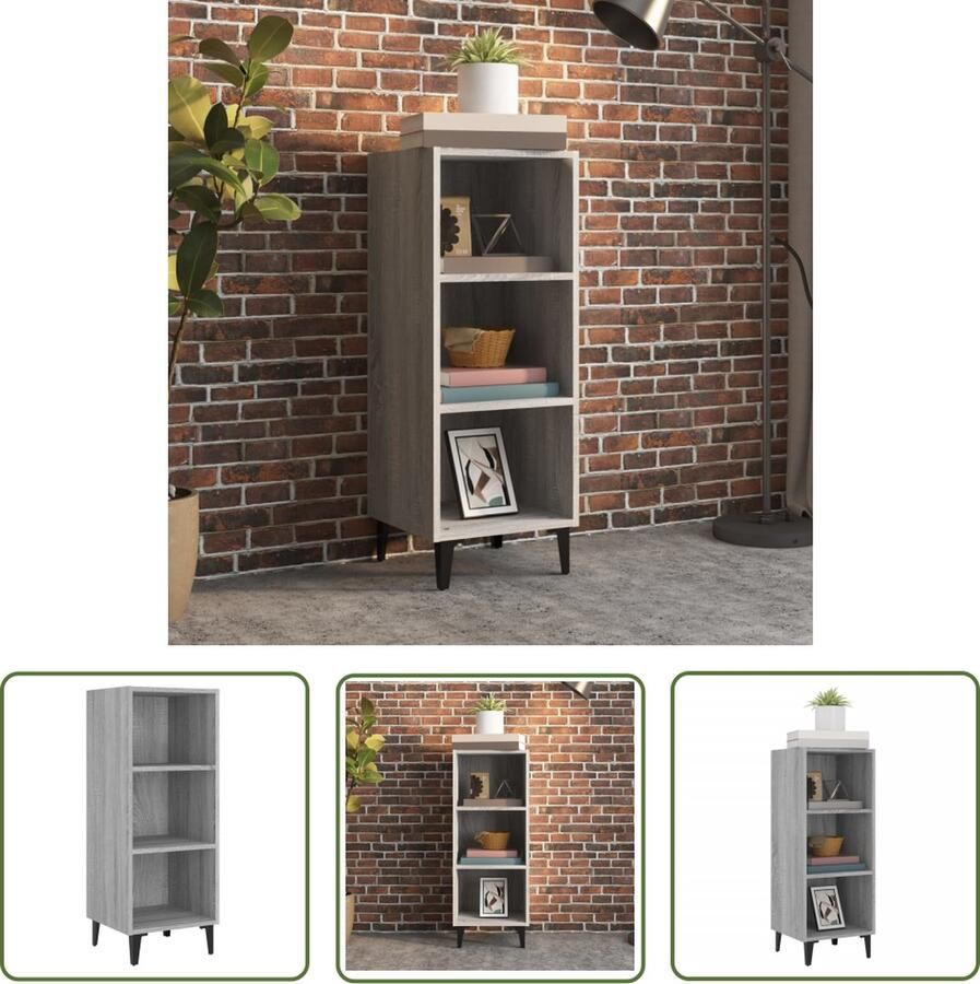 VidaXL Dressoir 34 5x32 5x90 cm bewerkt hout grijs sonoma eikenkleurig Dressoir Grijze Dressoirs Sonoma Eiken Kleurtjes Houten Dressoirs Compact Dressoir