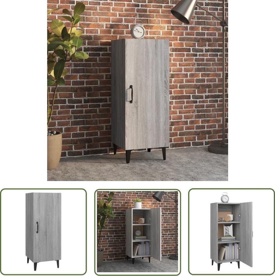 The Living Store Dressoir 34 5x34x90 cm bewerkt hout grijs sonoma eikenkleurig Dressoir Houten Dressoir Vintage Dressoir Landelijk Dressoir Grijze Dressoir - Foto 5