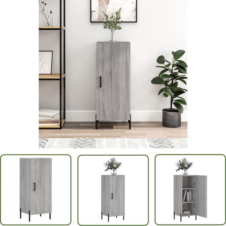 VidaXL Dressoir 34 5x34x90 cm bewerkt hout grijs sonoma eikenkleurig Dressoir Grijze Dressoirs Houten Dressoir Modern Dressoir Compact Dressoir