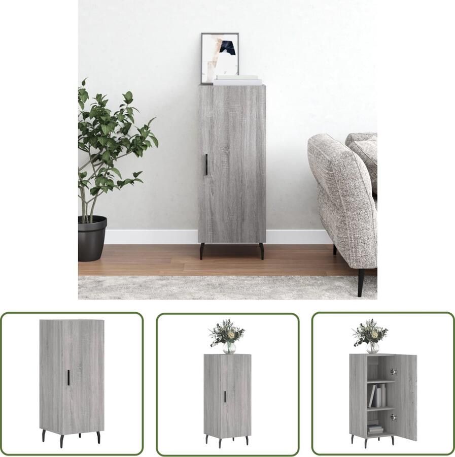 The Living Store Dressoir 34 5x34x90 cm bewerkt hout grijs sonoma eikenkleurig Dressoir Houten Dressoir Vintage Dressoir Landelijk Dressoir Grijze Dressoir - Foto 6