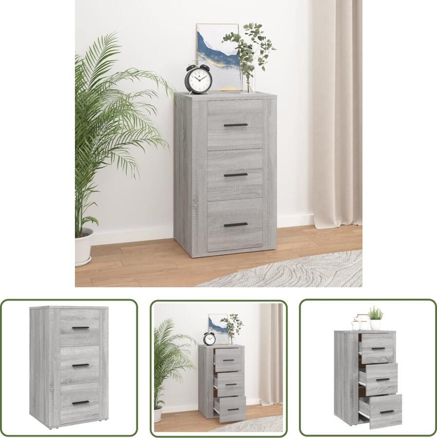 The Living Store Dressoir 40x33x70 cm bewerkt hout grijs sonoma eikenkleurig Dressoir Houten Dressoir Grijze Dressoir Salontafel Tv Tafel