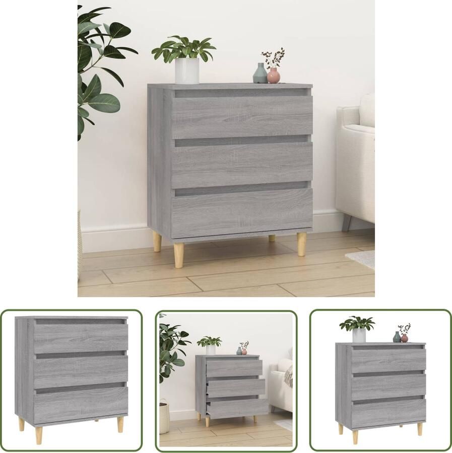 VidaXL Dressoir 60x35x70 cm bewerkt hout grijs sonoma eikenkleurig Dressoir Grijze Dressoirs Sonoma Eiken Dressoir Tv Stand Salontafel