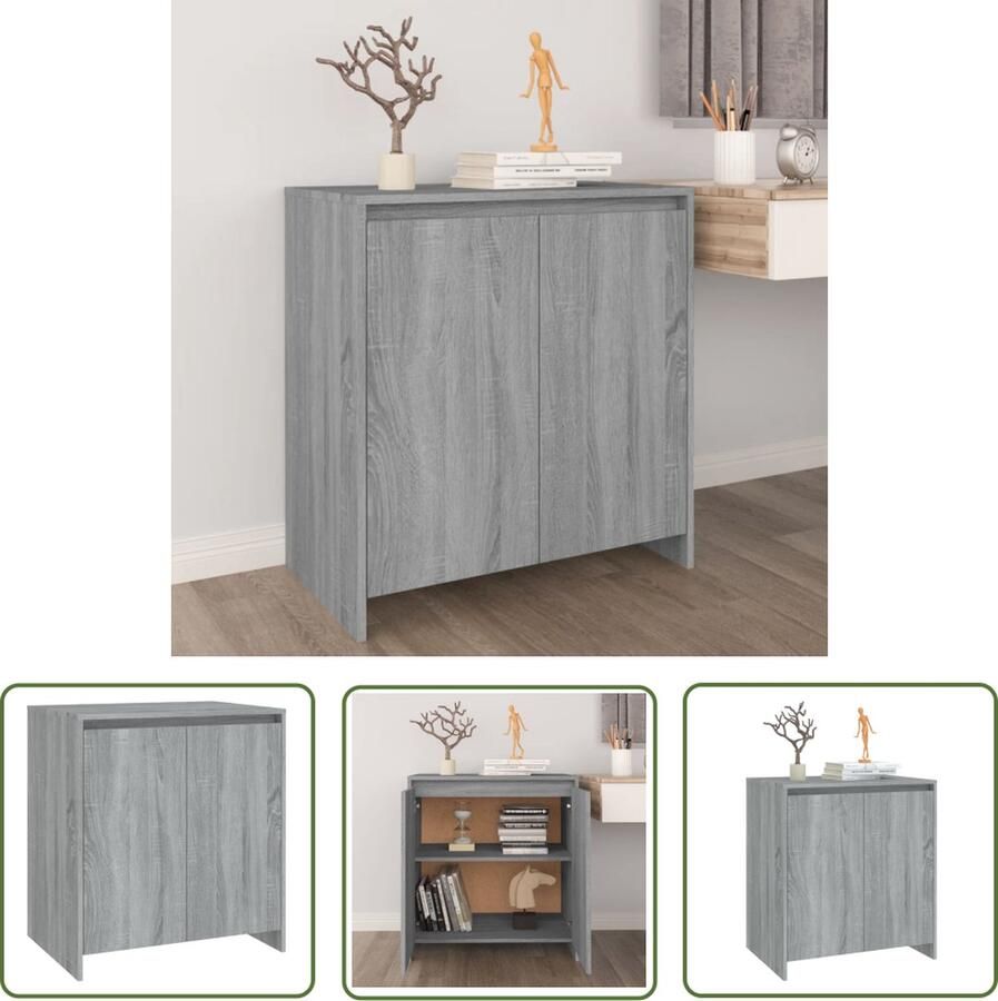 The Living Store Dressoir 70x41x75 cm bewerkt hout grijs sonoma eikenkleurig Dressoir Grijze Meubels Houten Dressoirs Salontafel Tv Tafel - Foto 2