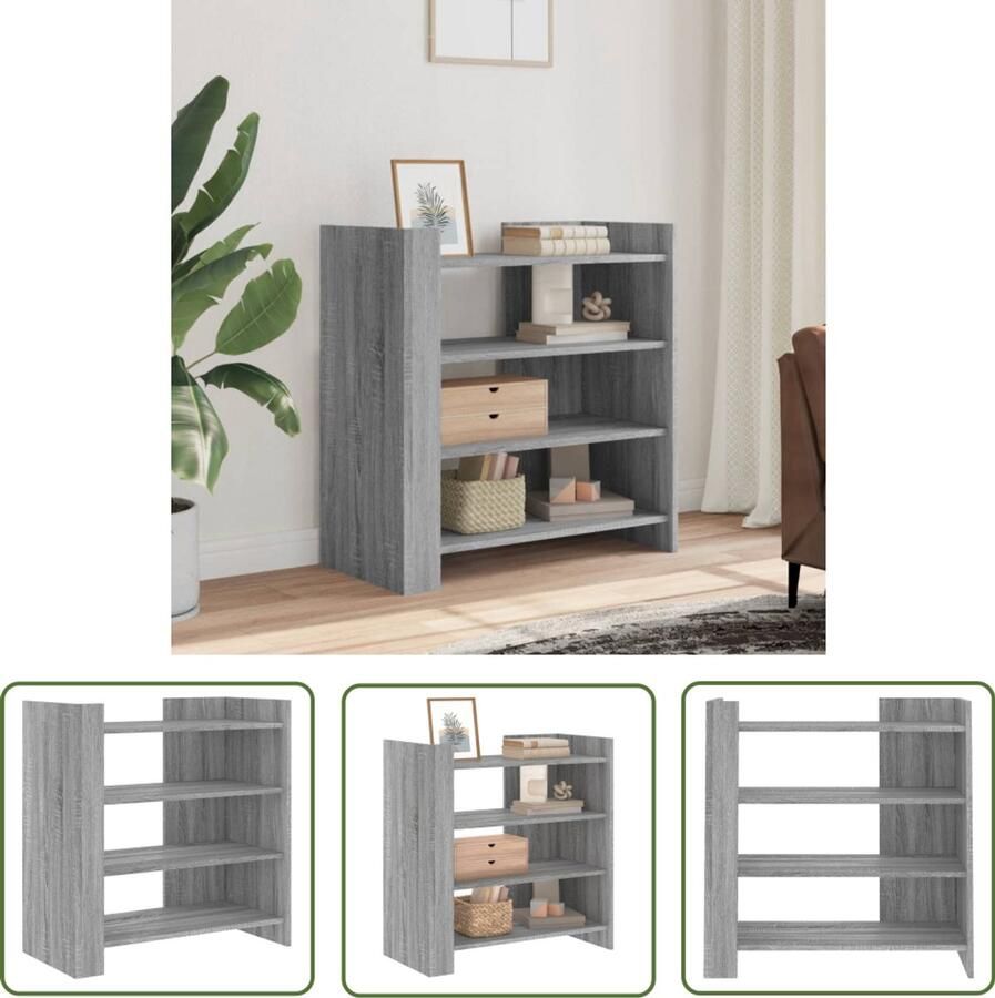 The Living Store Dressoir 73 5x35x75 cm bewerkt hout grijs sonoma eikenkleurig Dressoir Houten Dressoir Grijze Dressoir Modern Dressoir Salontafel