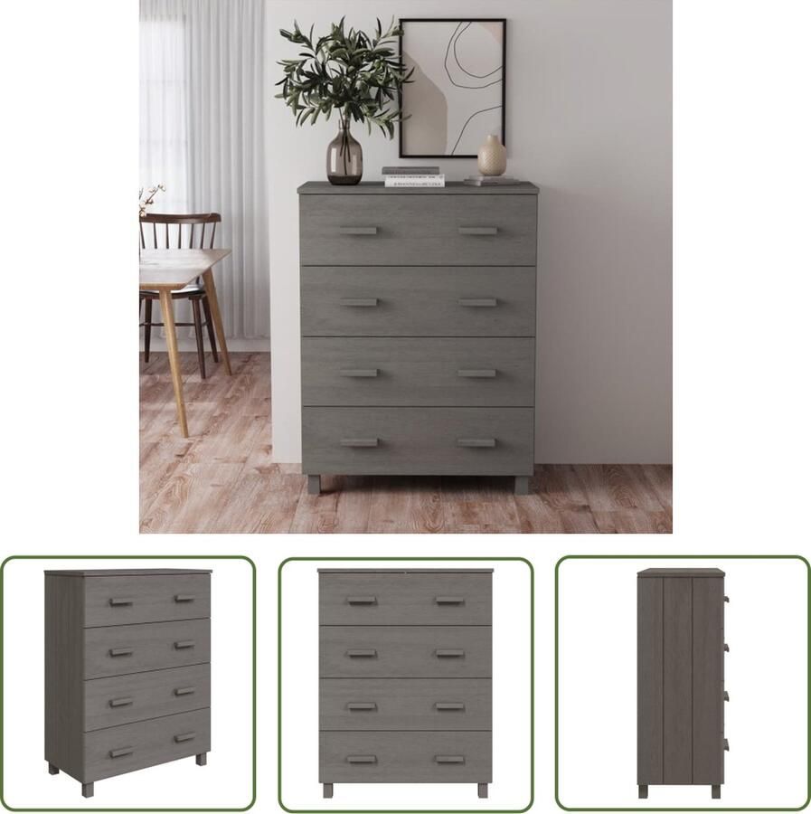 VidaXL Grijze Dressoirs Dressoir HAMAR 79x40x103 5 cm massief grenenhout lichtgrijs Grenenhouten Dressoir Vintage Dressoir Salontafel